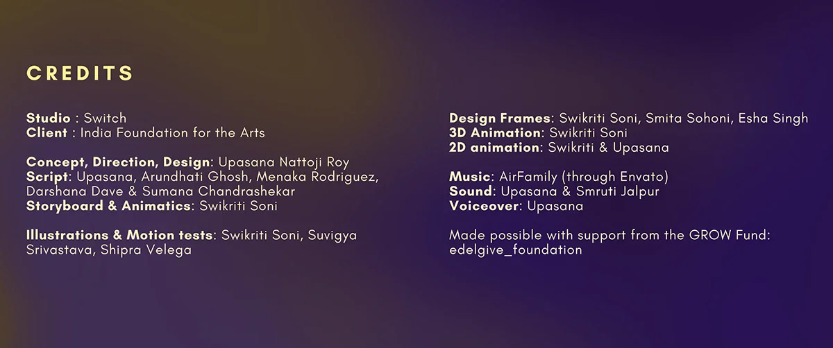India Foundation for the Arts brand film — cosmos sequence asset development