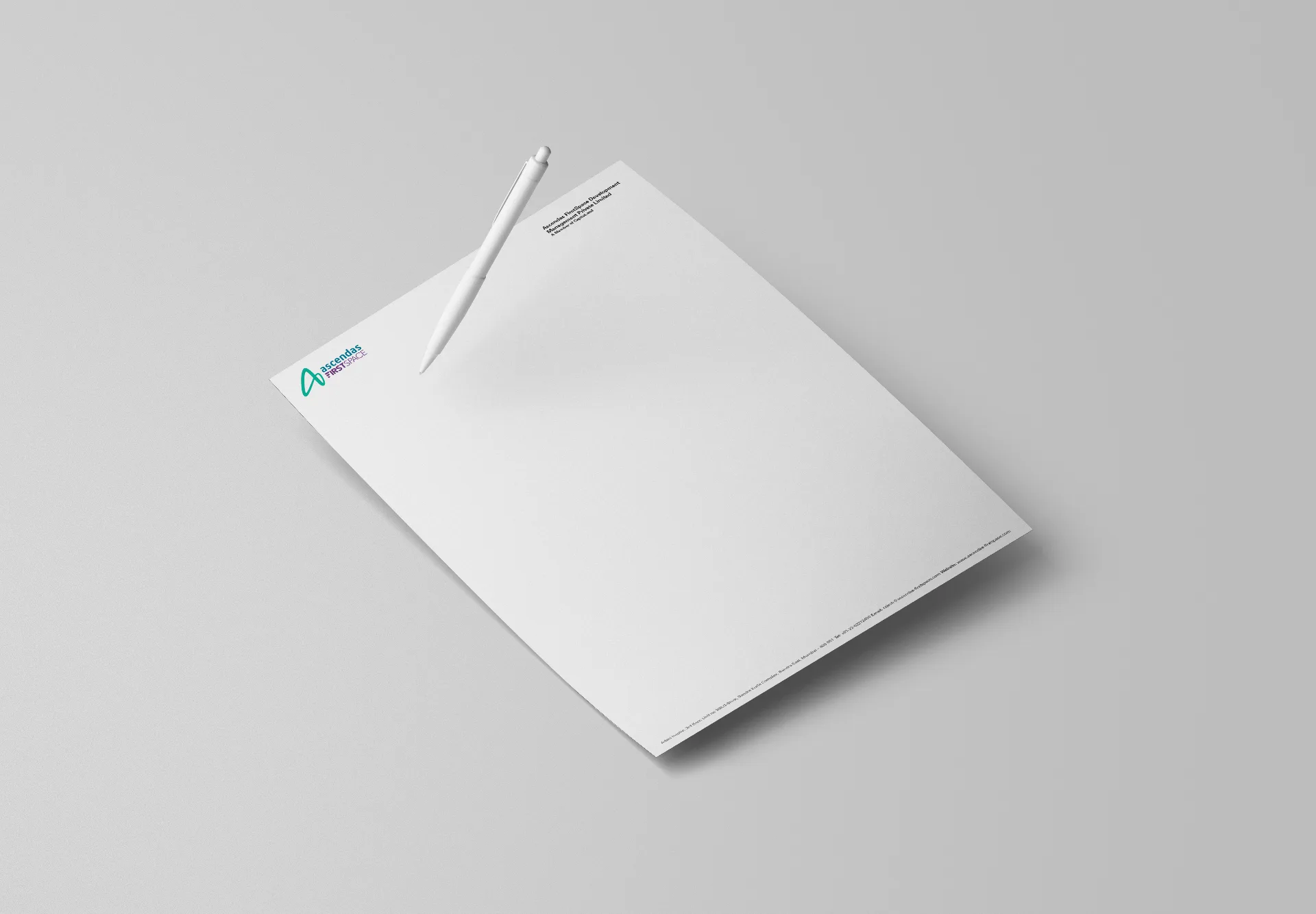 Ascendas Firstspace letterhead and stationery