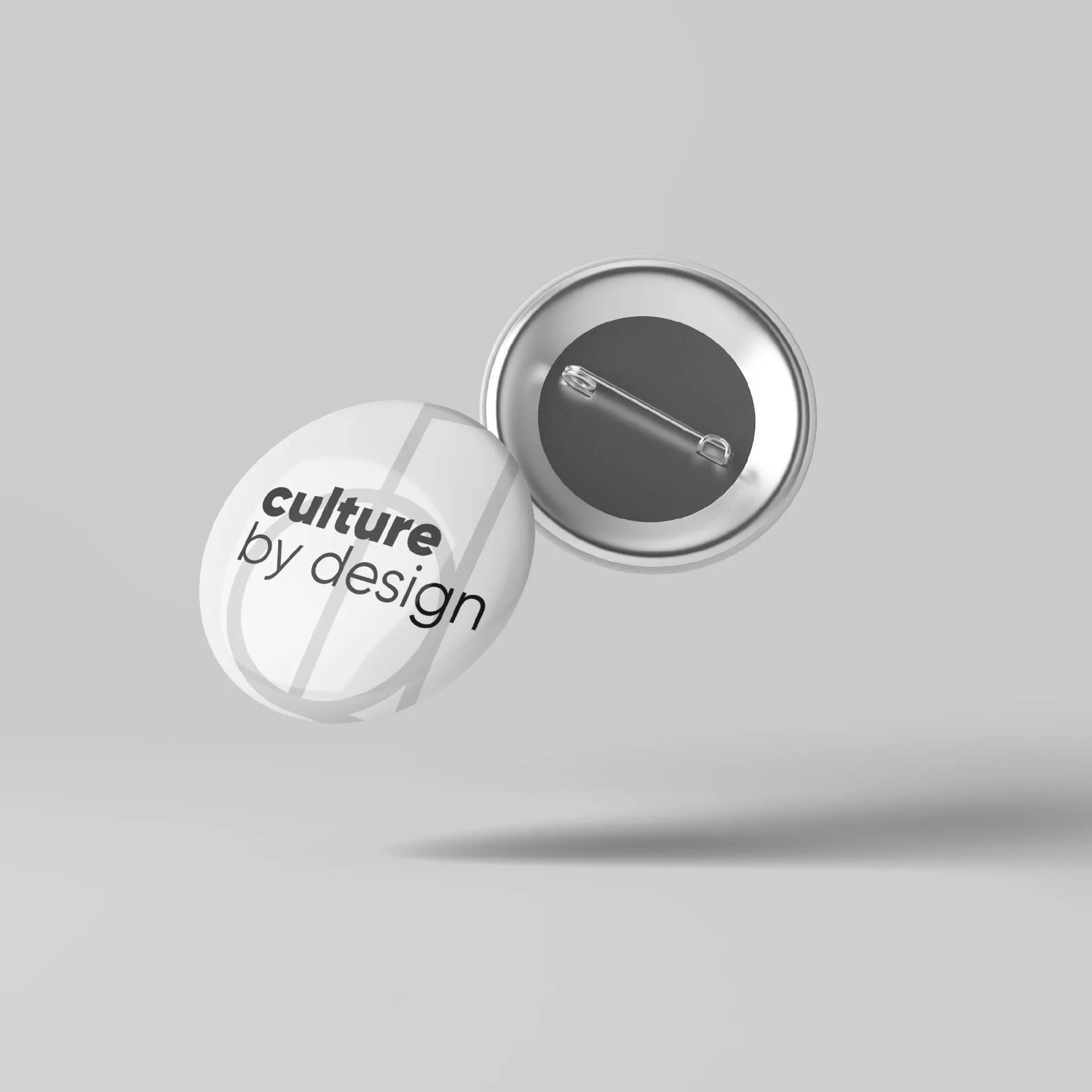 District 150 - Culture by design button badge with brand messaging