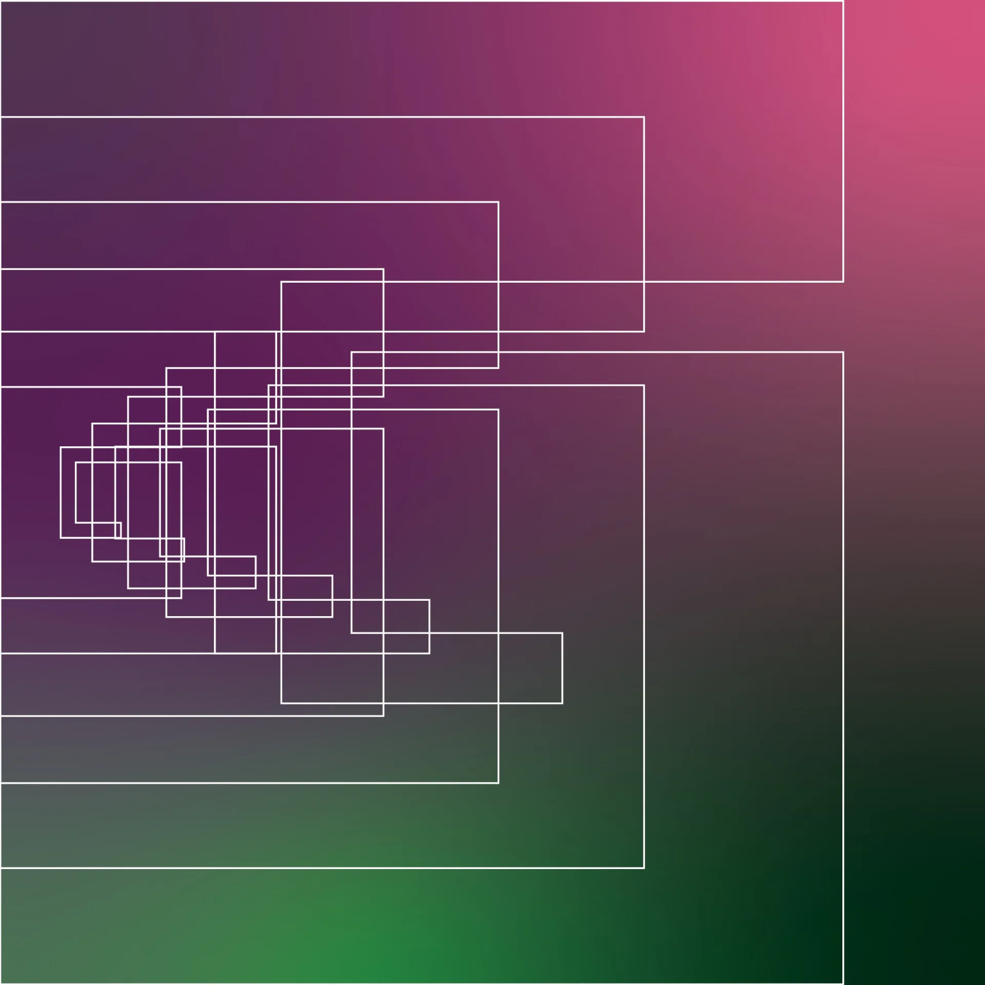 GamingCon abstract geometric pattern with overlapping rectangles in purple, pink, and green gradient