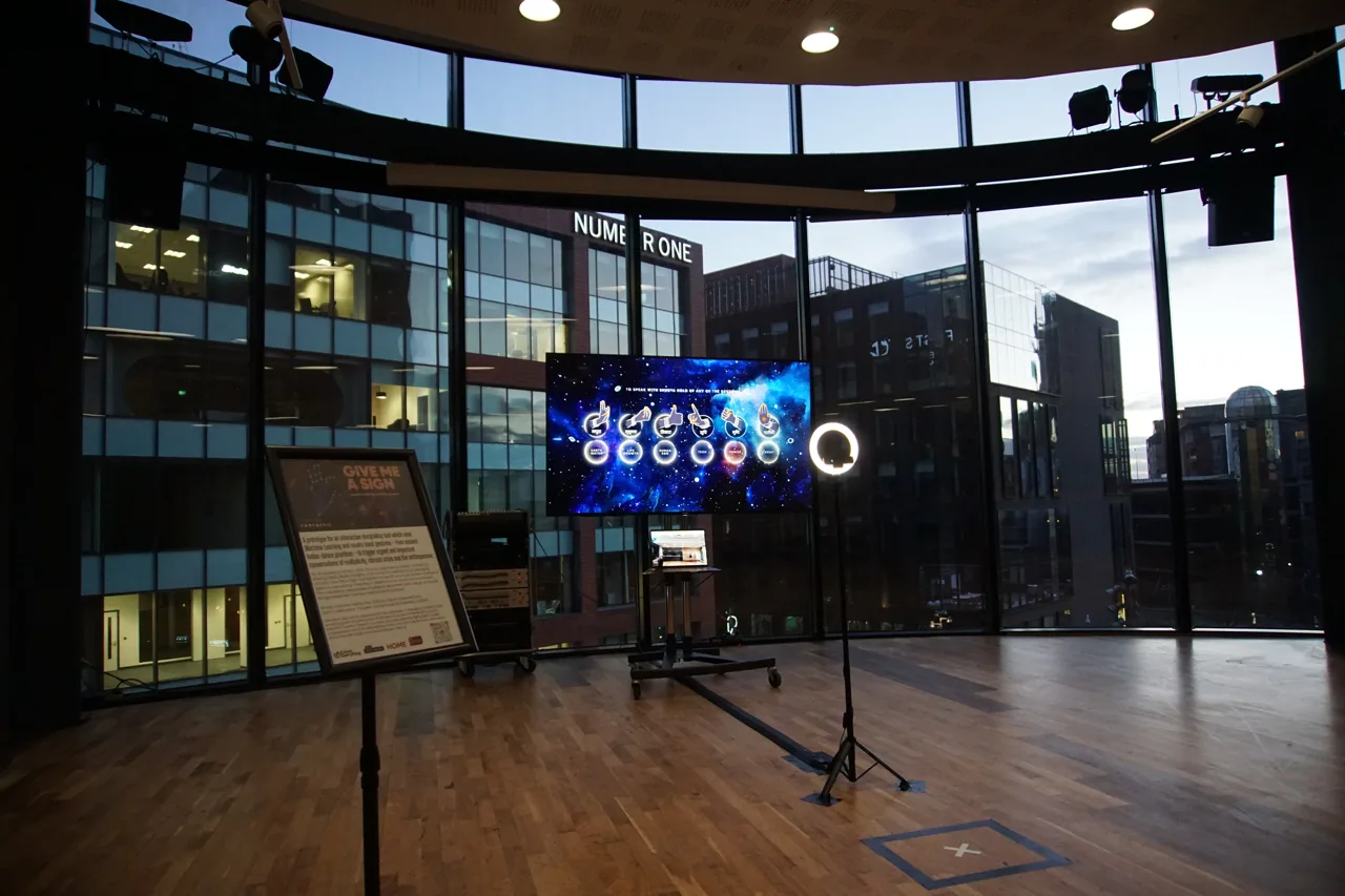 Give Me a Sign - Installation setup showing interactive display
