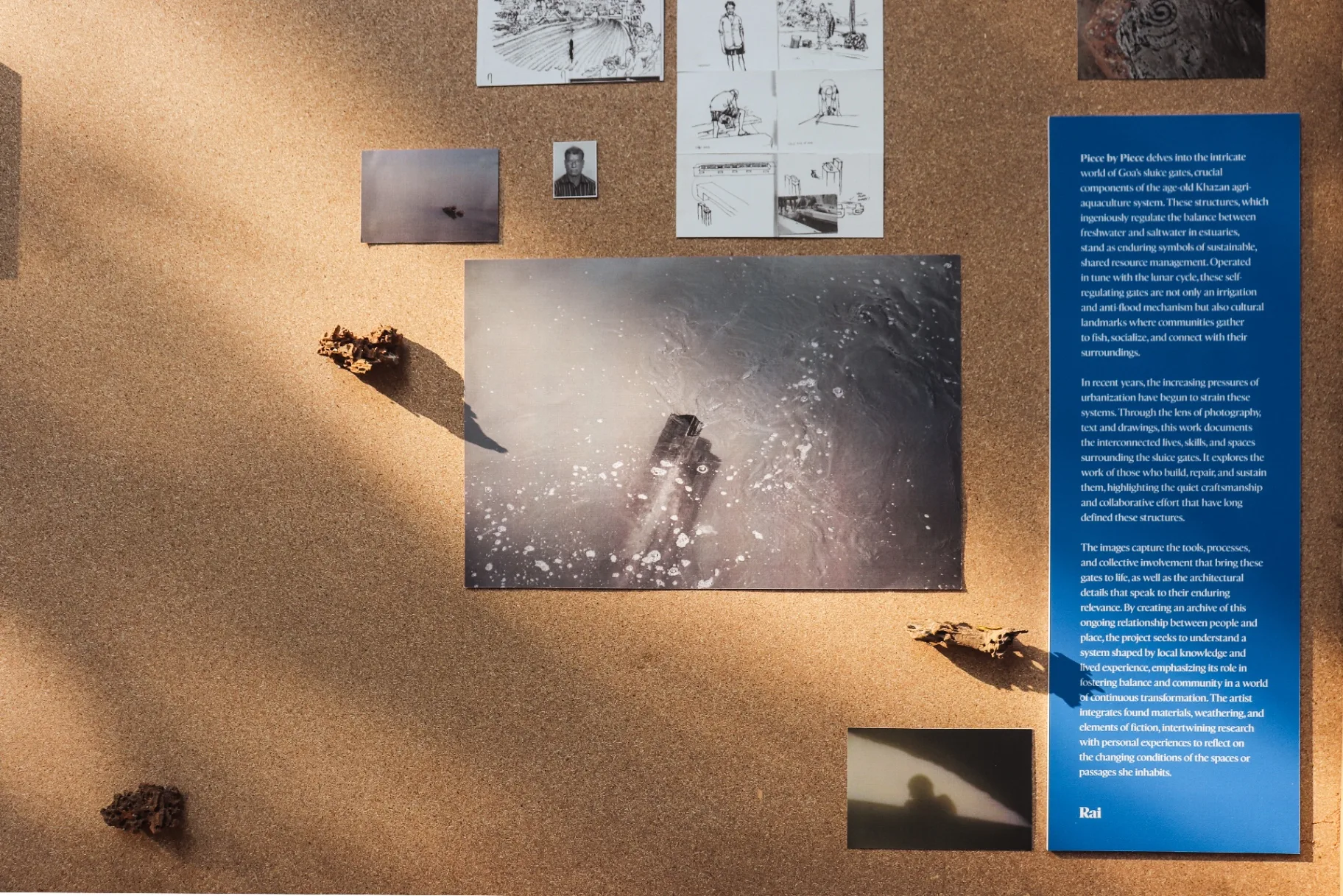 GOA FAMILIA - Exhibition board with archival photographs and blue informational panels