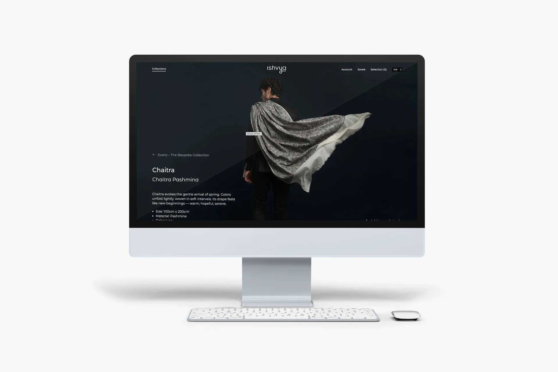 Ishvya website - product page on iMac