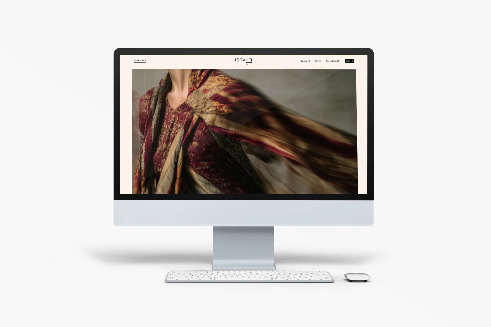 Ishvya website - collection page on iMac