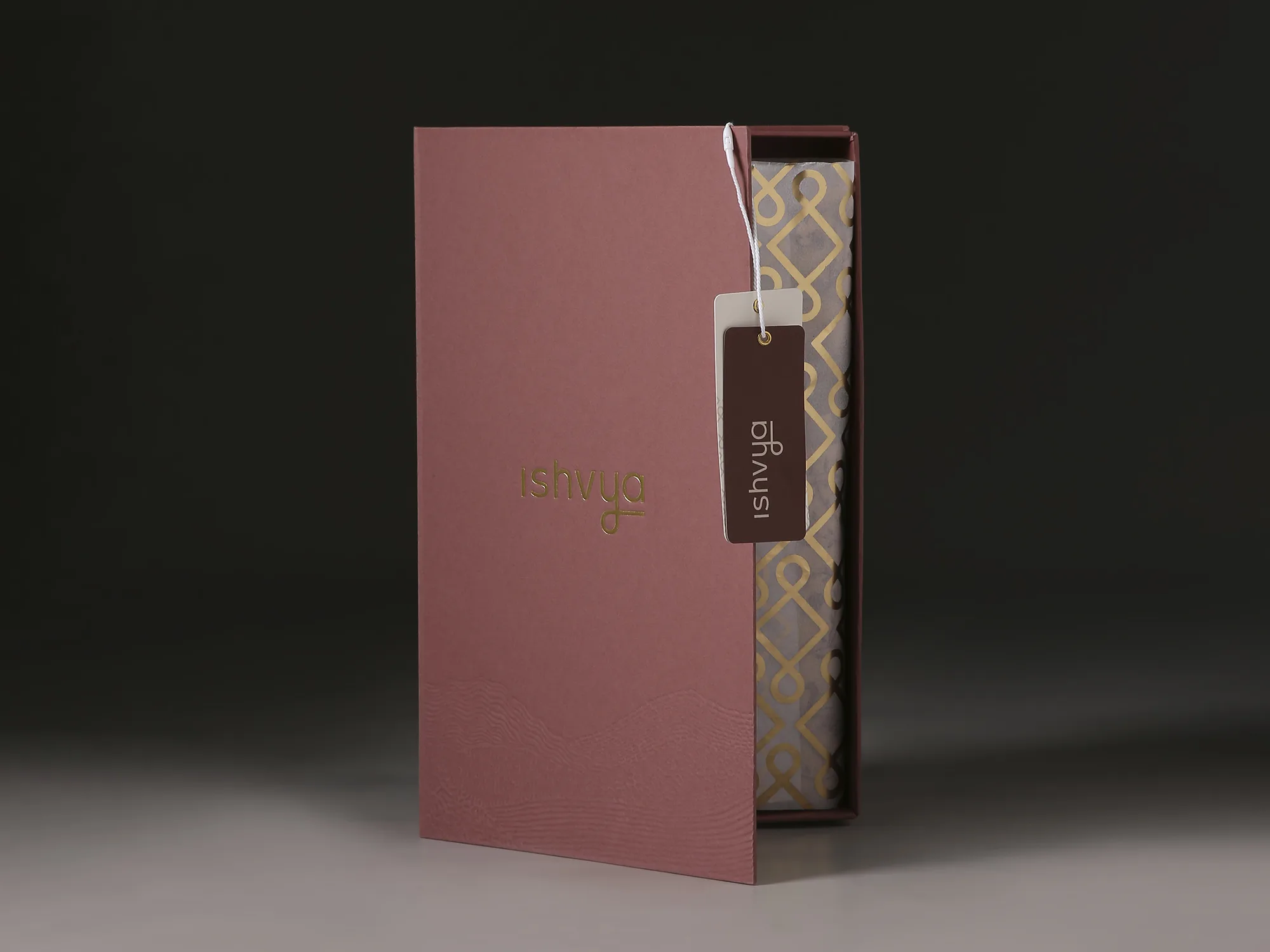 Ishvya packaging - pink box with tag
