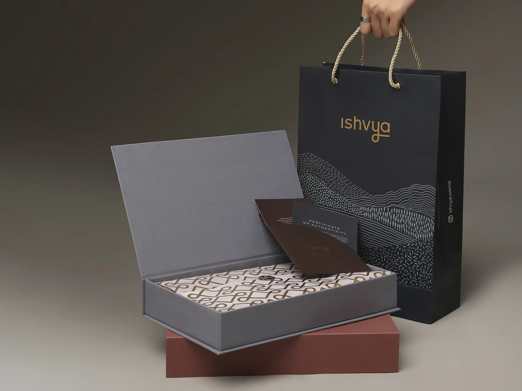 ISHVYA - Brand identity for a luxury shawl brand that is rooted in Indian heritage and expressed through modern restraint.