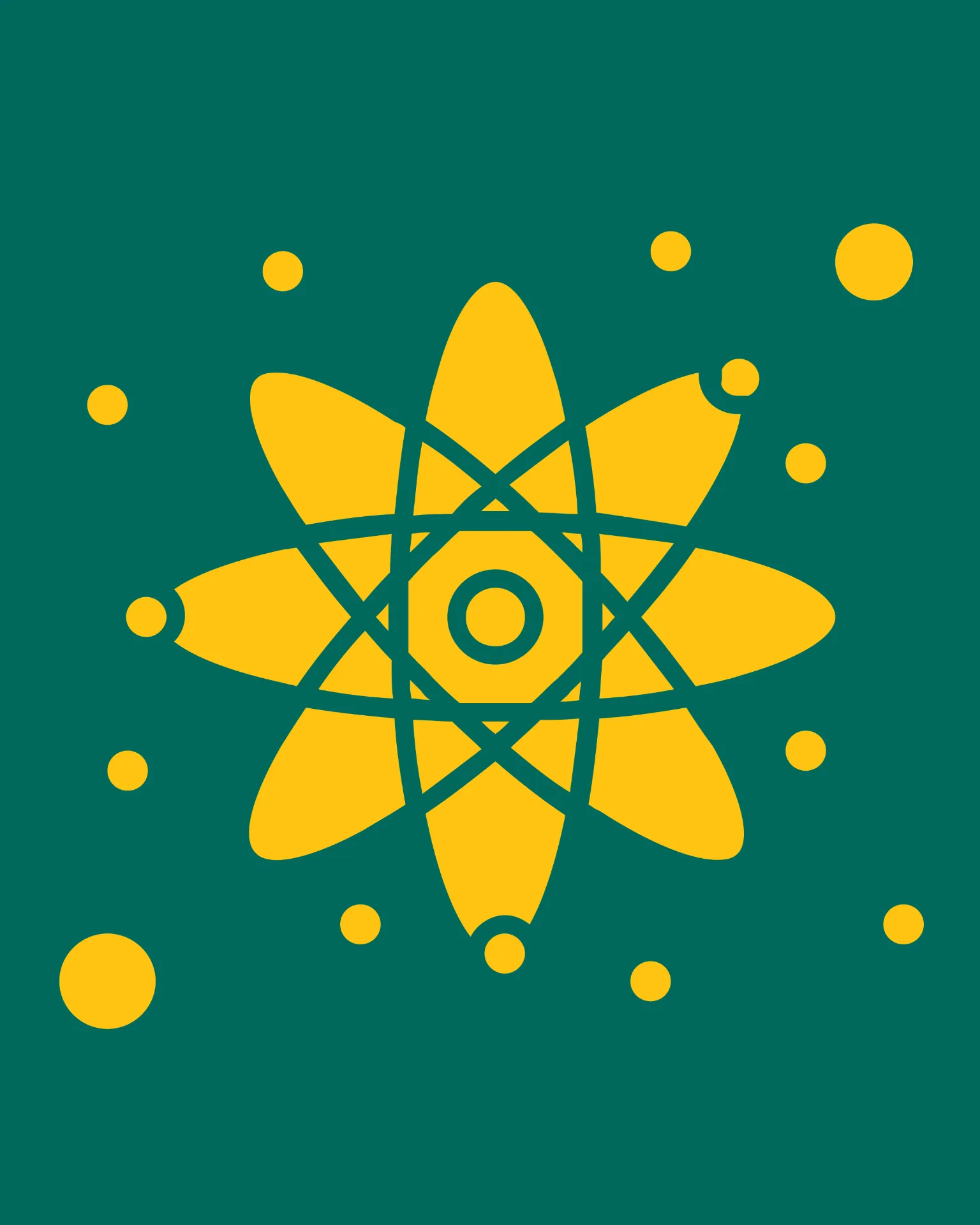 JUNICORN - Geometric graphic element with yellow flower pattern on teal background