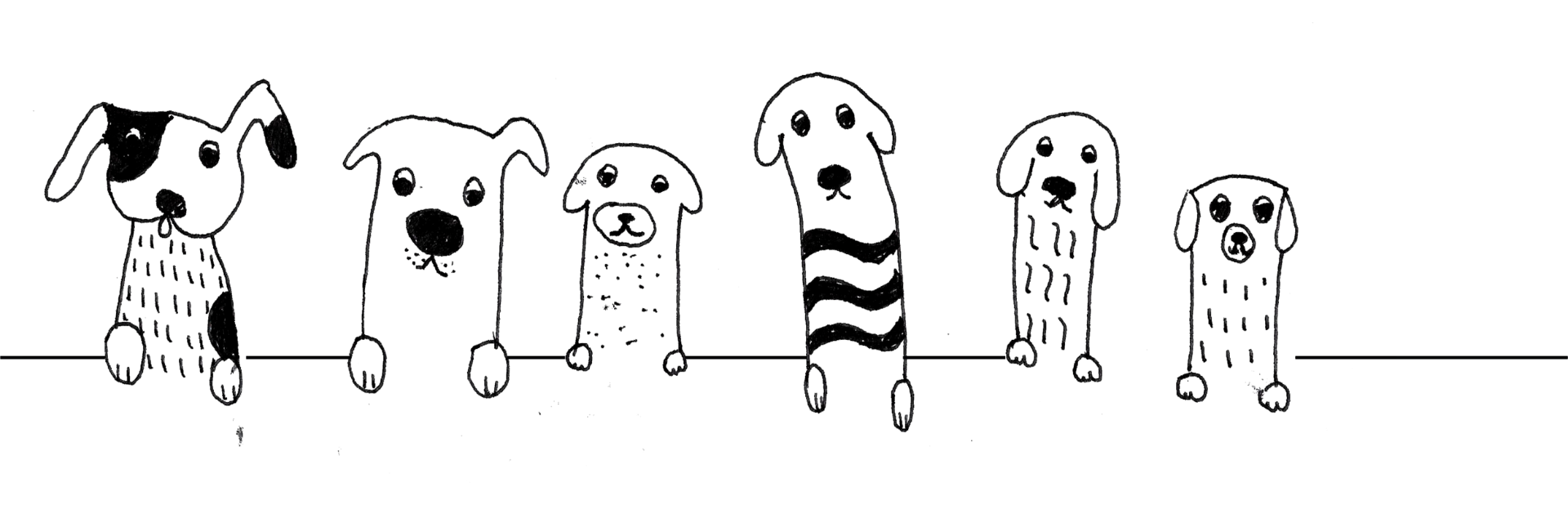 Maw & Paw lineup of playful dog character illustrations