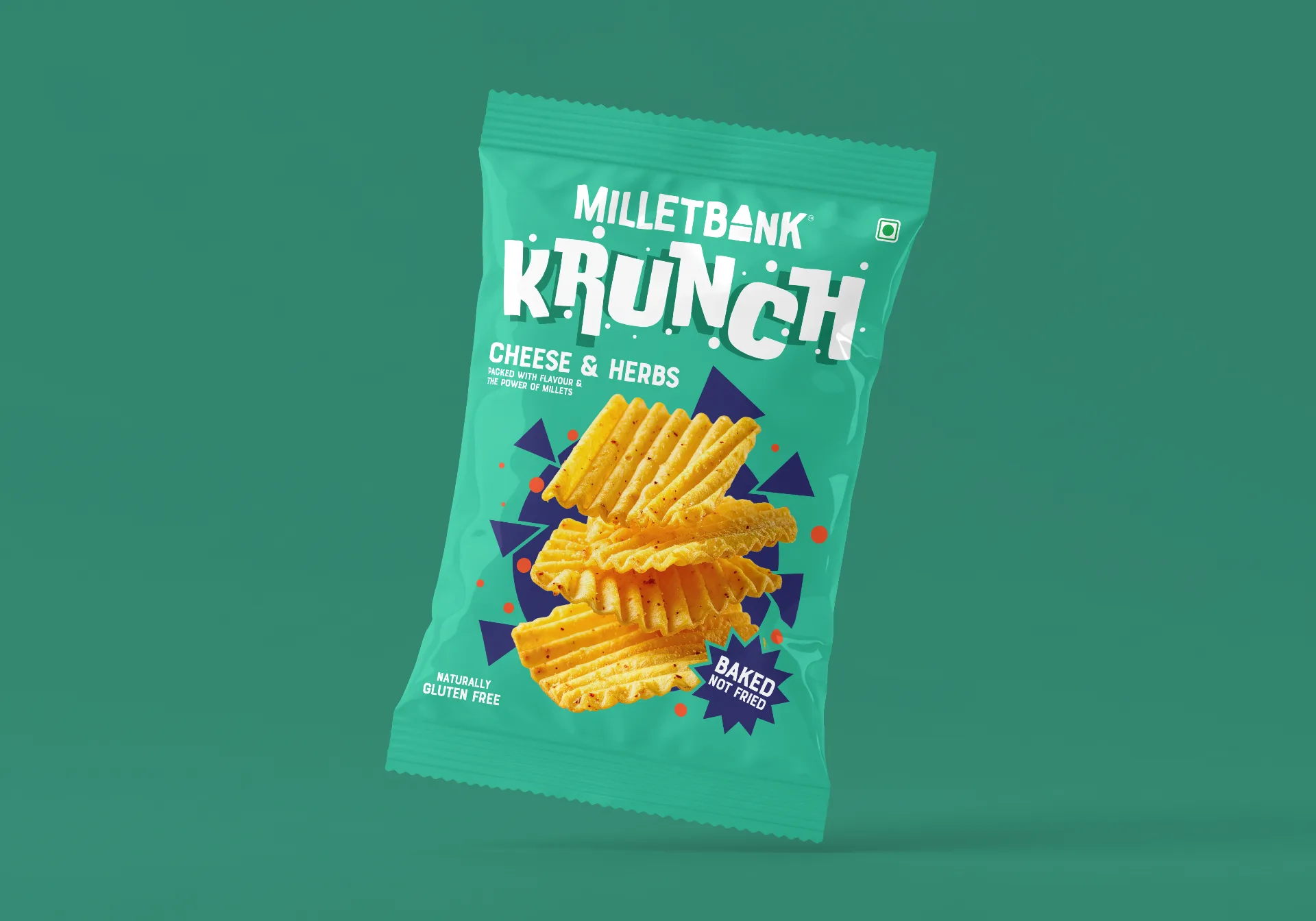 Millet Bank - Krunch Cheese & Herbs baked snack naturally gluten free