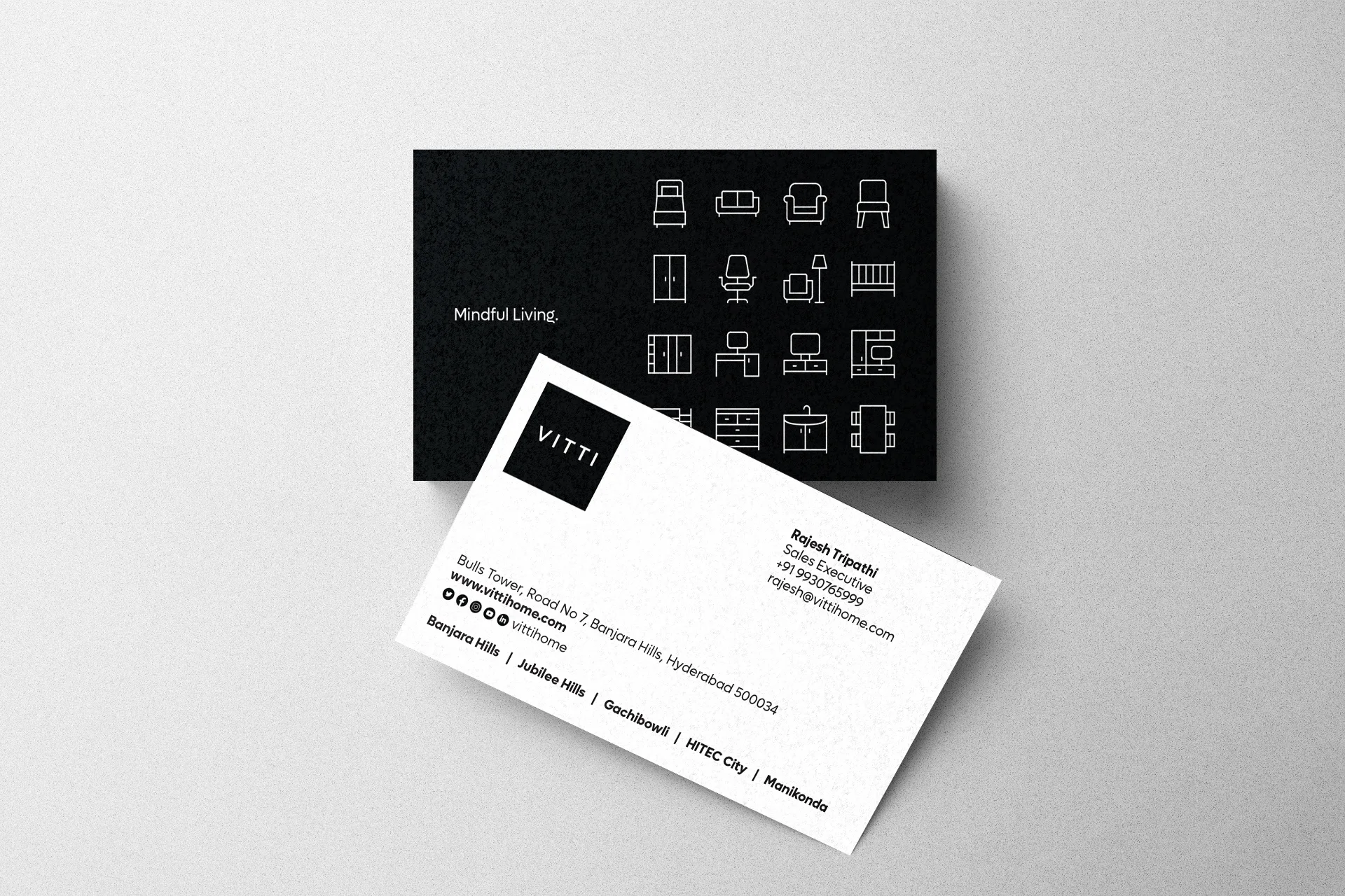 VITTI - Business cards featuring mindful living and furniture icons